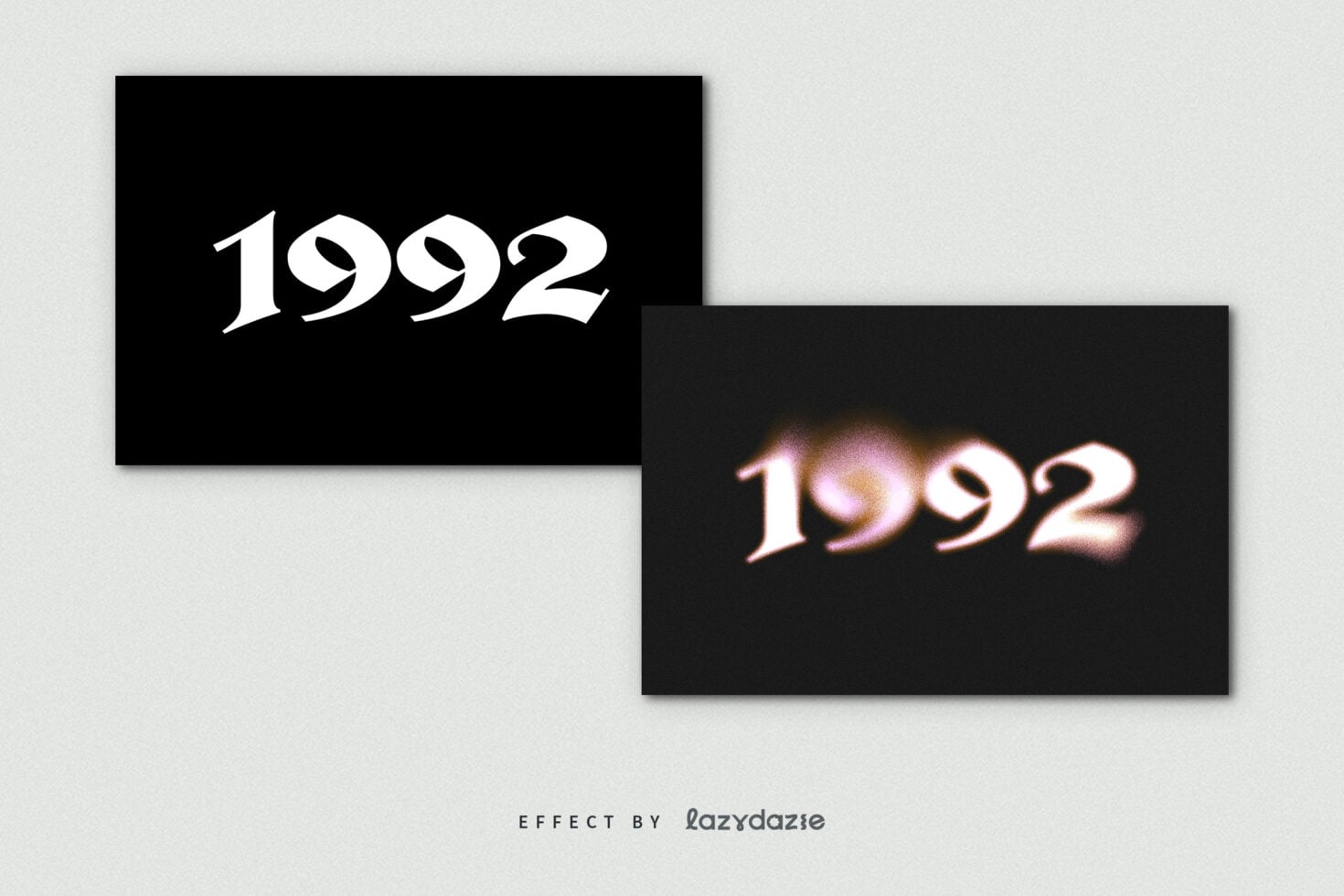 Clean serif type with y2k chromatic aberration effect on black background mockup