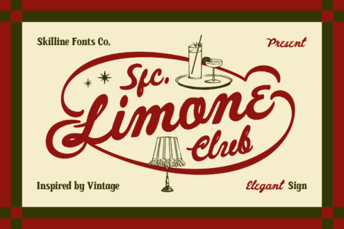 Retro speakeasy sign with cursive red lettering, cocktail illustrations, vintage 1920s vibe