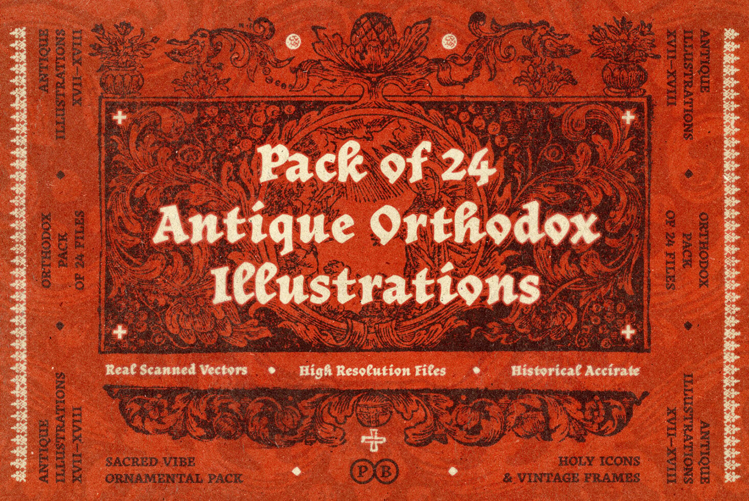Ornate rust-red vintage book cover with baroque illustrations, decorative borders, cream text overlay