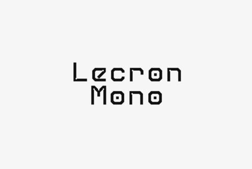 Lecron Mono geometric typeface with bold monospaced characters on light background