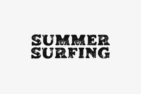 Distressed black text reading "Summer Surfing" on light gray background