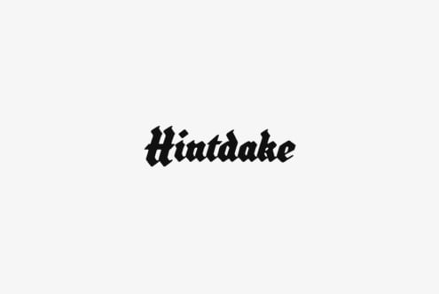 Hiatdake italic script font in bold black on light gray background