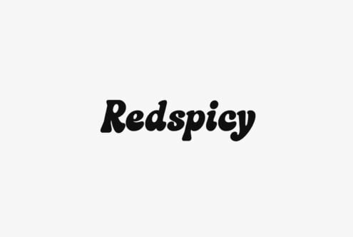 Redspicy typeface displayed in bold black italic lettering on light background