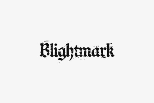 Blighmark distressed serif font with rough edges on light background