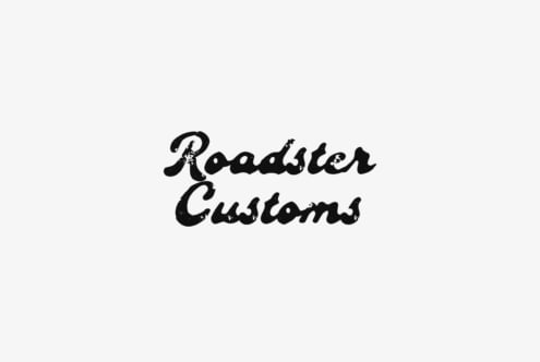 Roadster Customs vintage script font with retro motorcycle illustration details