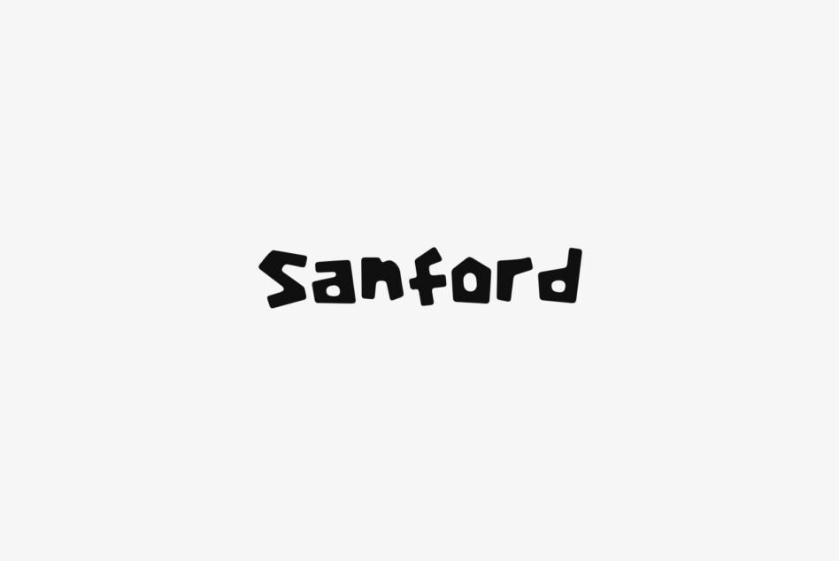 Sanford font in bold black letters on light gray background