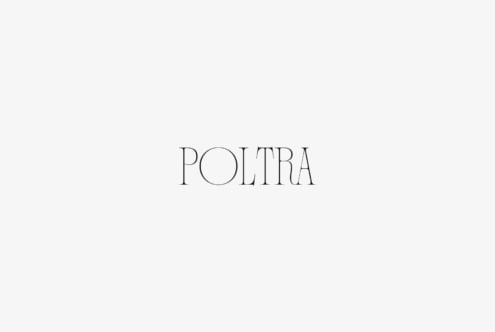 Poltra elegant serif typeface with thin outline strokes on minimal background