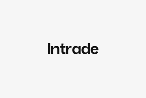Intrade font displayed in bold black typeface on light gray background