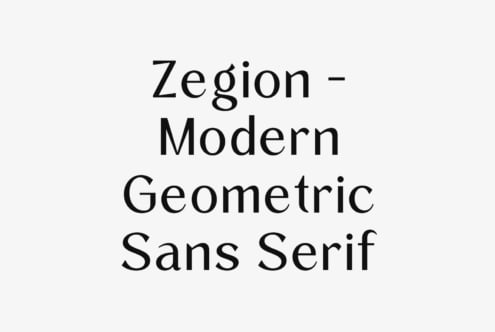Zegion Modern Geometric Sans Serif typeface displayed in black text on light background