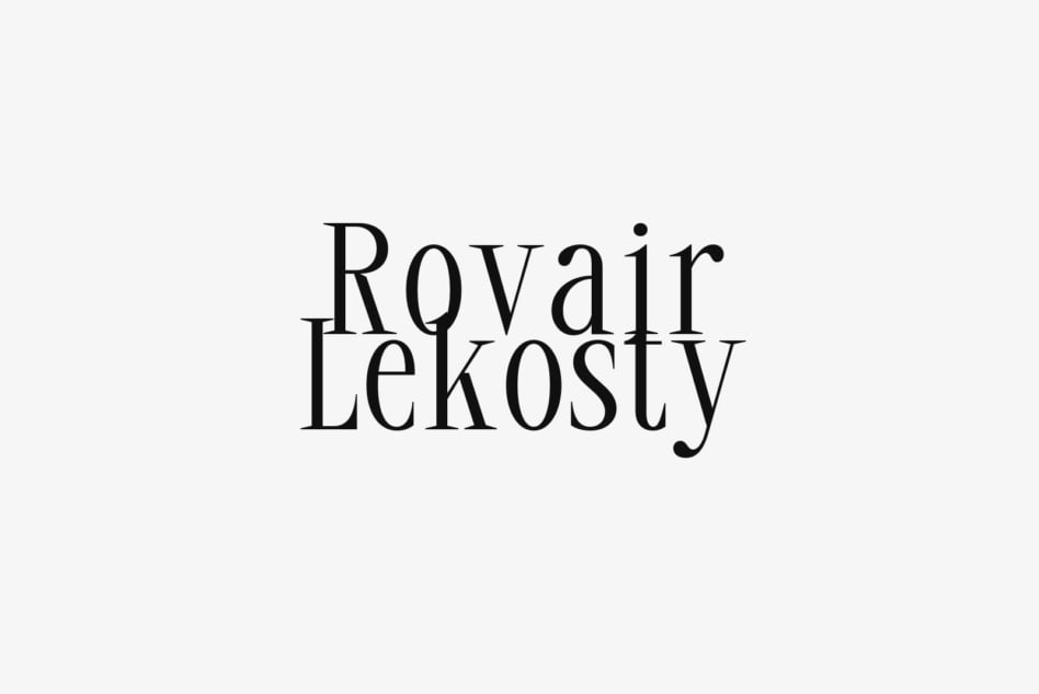 Royair Lekosty serif typeface display on light gray background
