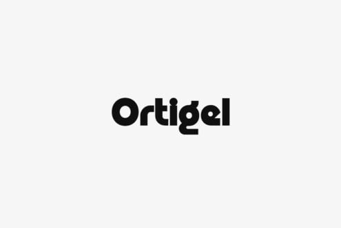 Ortígel wordmark in bold black sans-serif on light gray background