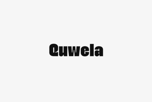 Bold black Euwela typeface centered on light gray background