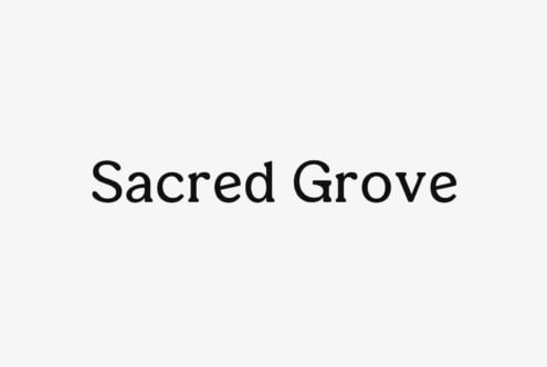 Sacred Grove serif font displayed in black on light background