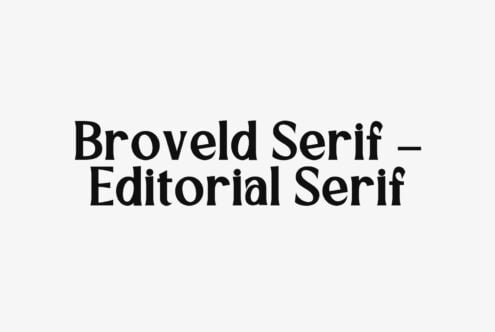 Broveld Serif typeface displayed in bold black text on light background