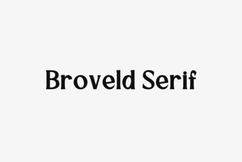 Broveld Serif typeface displayed in bold black letters on light background