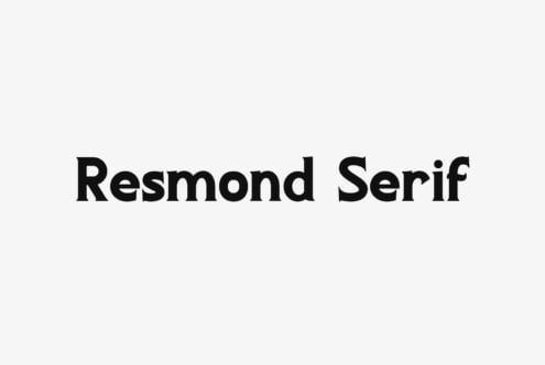Resmond Serif font displayed in bold black letters on light gray background