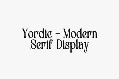 Yordic modern serif typeface sample displayed in black text on light background
