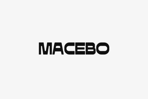 Bold sans serif typeface with thick geometric letterforms on light background