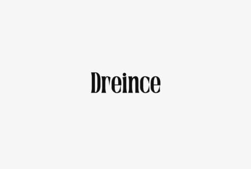 Dreincee bold serif typeface displayed in black on light neutral background