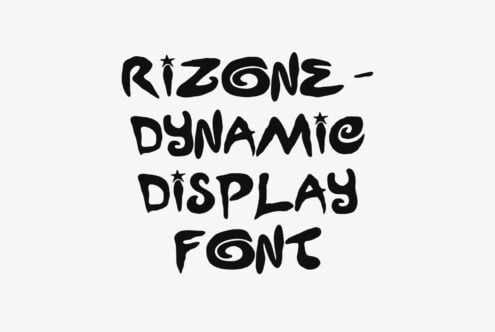 Rizone Dynamie Display Font with playful stars in bold black handwritten style
