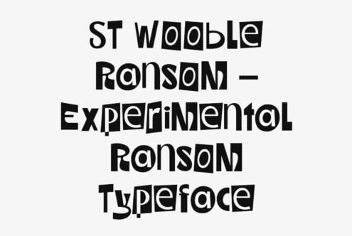 ST Wooble Ransom typeface with mixed case letters in bold black on light background