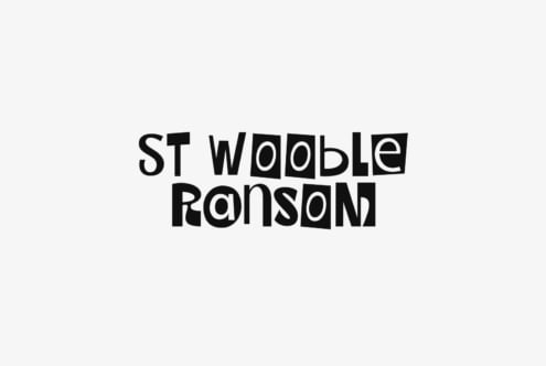 ST Wooble Ransom font with mixed case letters in bold black on light background