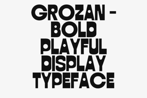 Grozan Bold geometric display typeface with chunky letterforms on white background