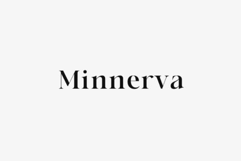 Minerva serif typeface displayed in black on light gray background