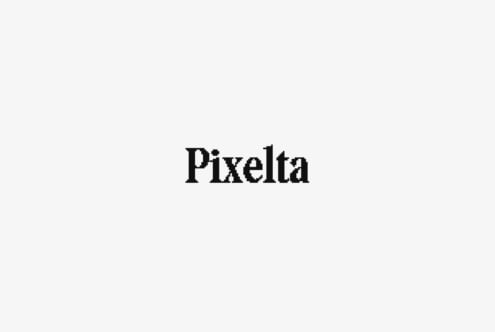 Pixelta typeface in bold pixelated style on light gray background