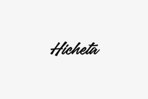 Hicheta italic script font with bold strokes on light background