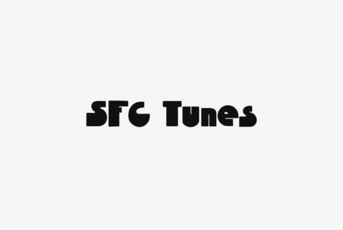 SFC Tunes bold typeface display on light gray background
