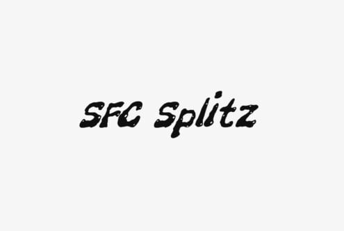 SFC Splitz italic font in bold black letters on clean light background