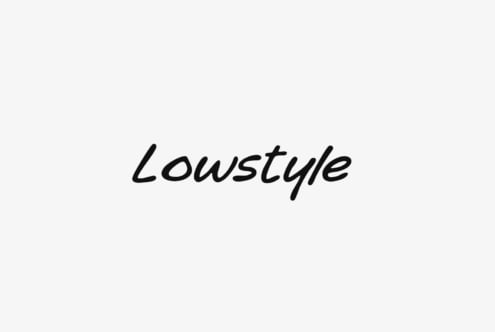 Lowstyle handwritten font in black script on light gray background