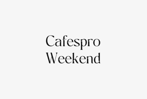 Cafespro Weekend serif font displayed in elegant black lettering on cream background