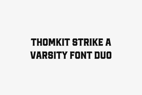 Thomkit Strike typeface displayed in bold black letters on light background