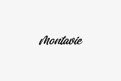 Montadie in flowing black script on light gray background