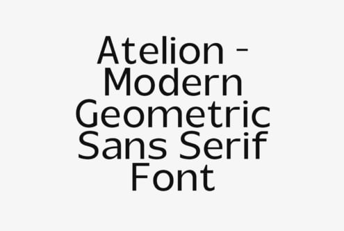Atelion Modern Geometric Sans Serif font displayed in clean black lettering on white background