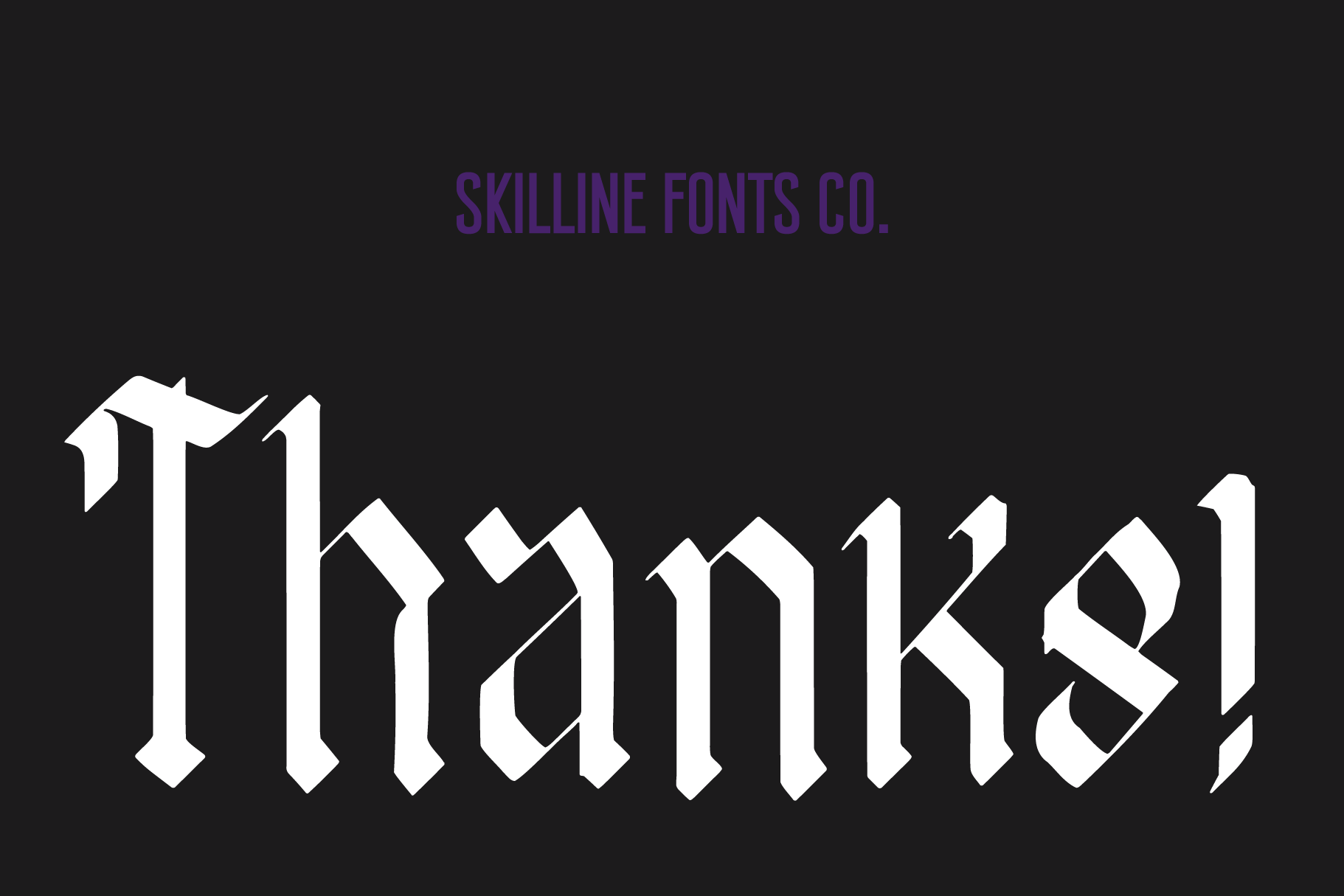 Bold serif font with twisted 3D lettering effect, dark background with purple branding