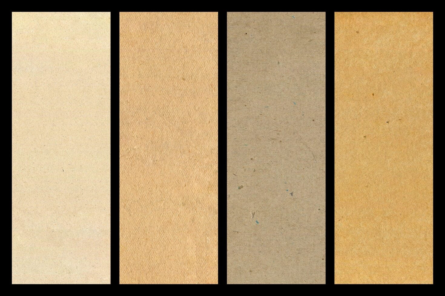 Four grungy paper textures ranging from cream to golden brown with visible wear marks