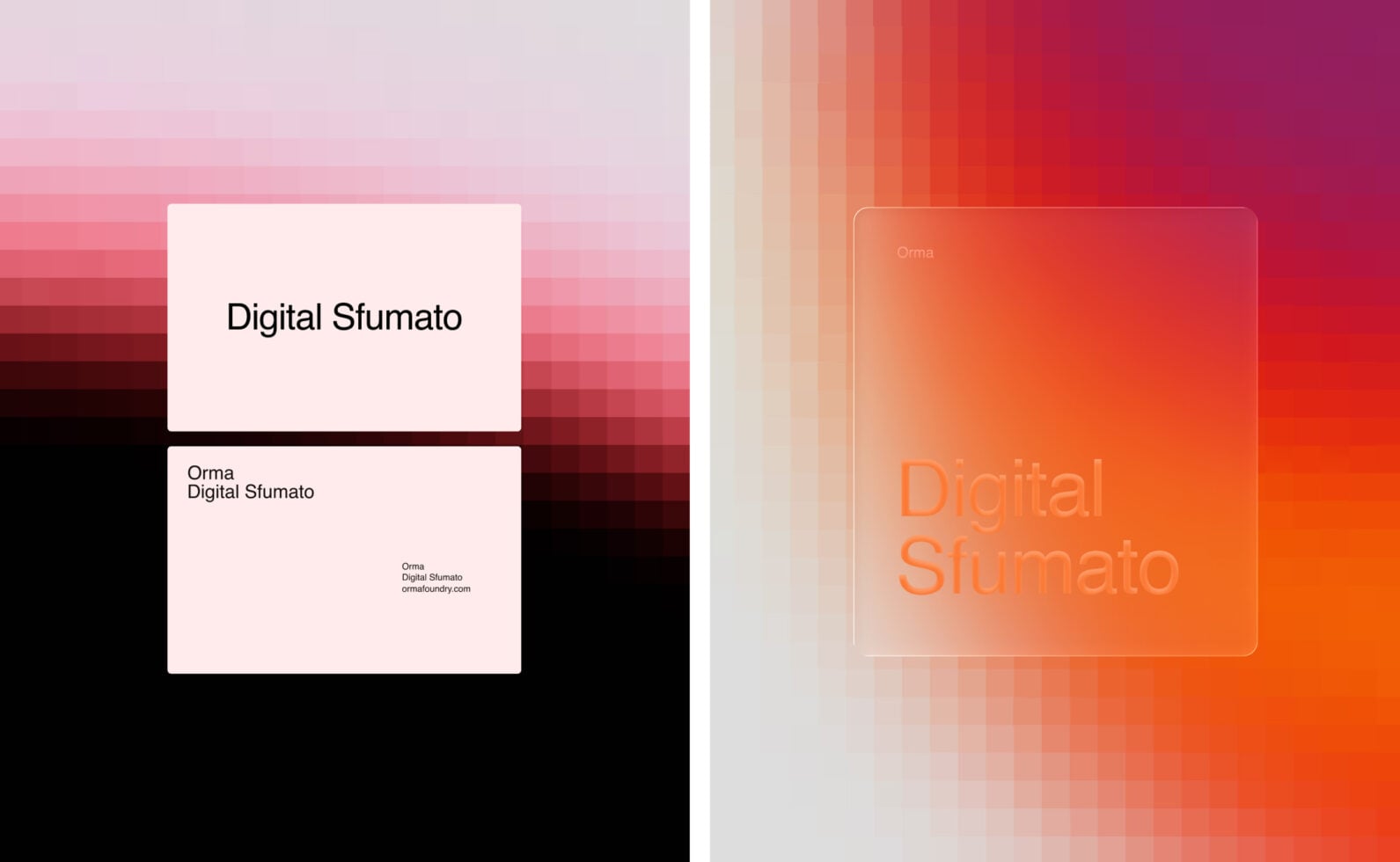 Branding mockup showing business cards, letterhead with Digital Sfumato logo over gradient backgrounds