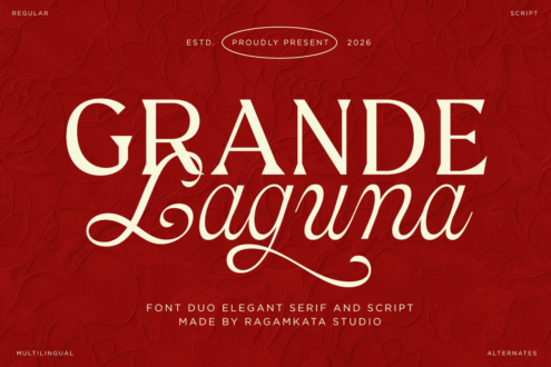 Grande Laguna font duo display showing serif regular with matching script style 2026