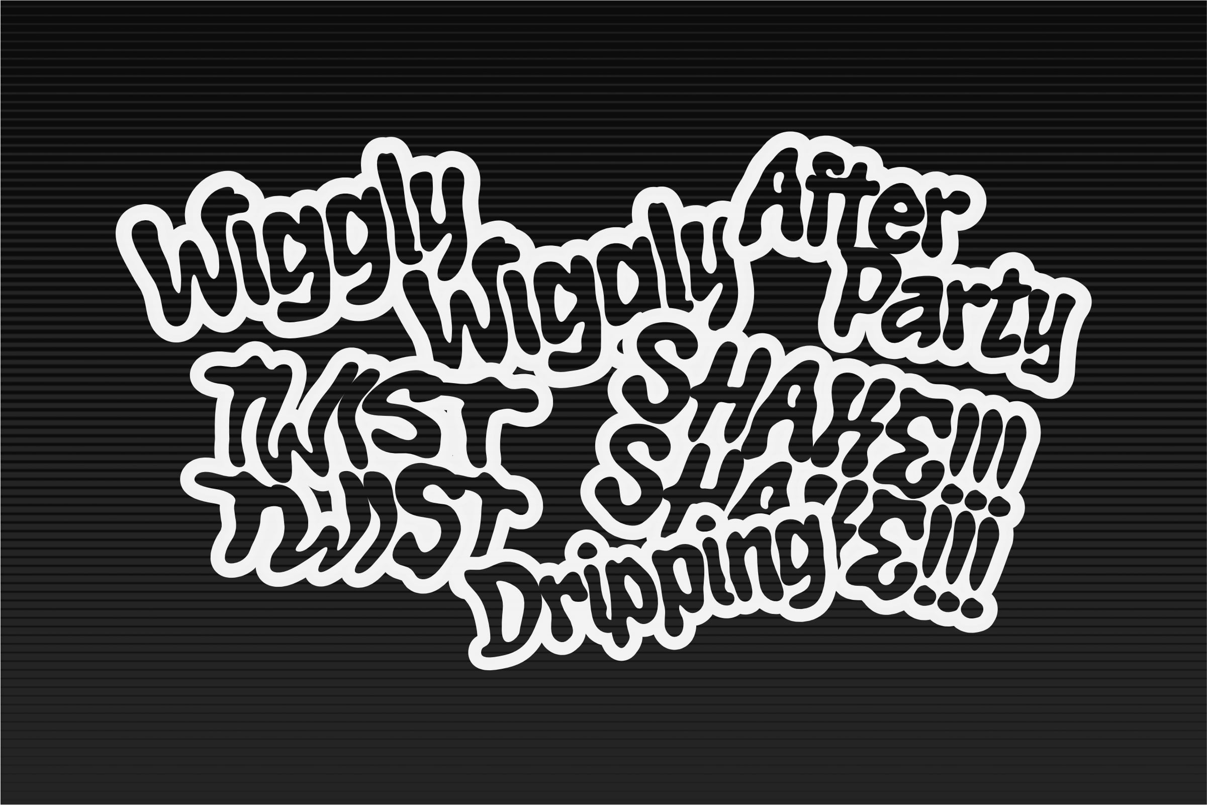 Wiggly outline graffiti font with playful wavy letters on dark scanline background