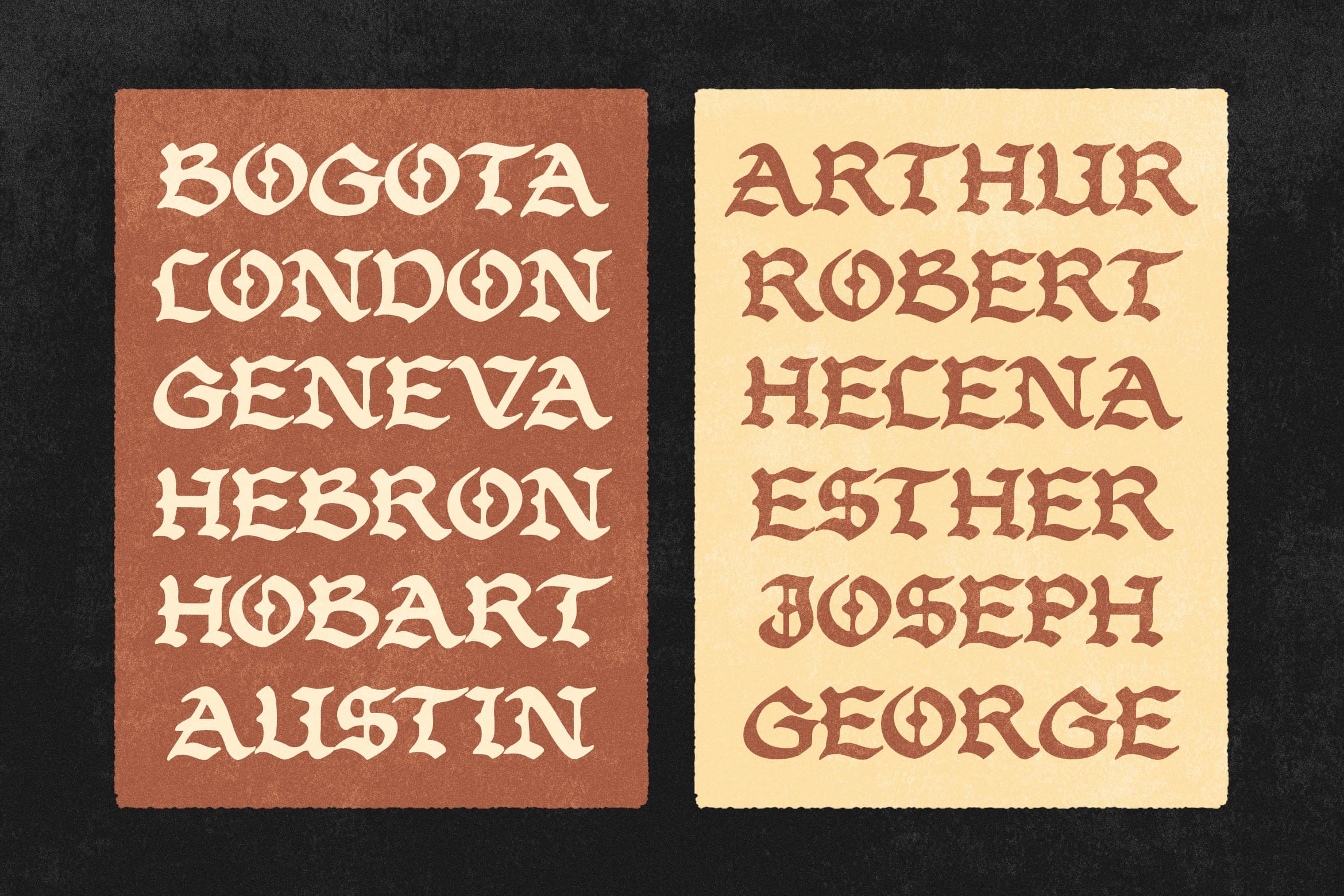 Vintage book spine mockup showing ornate serif font on rust brown plus cream colored covers