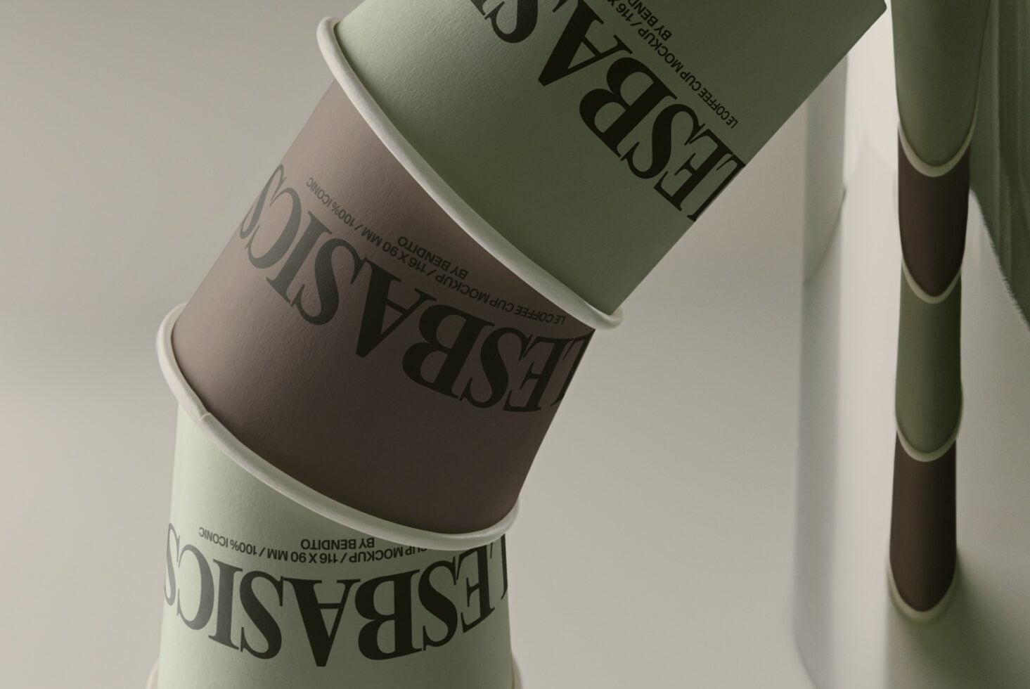 Stacked cosmetic jars in sage green with black serif typography on cream labels