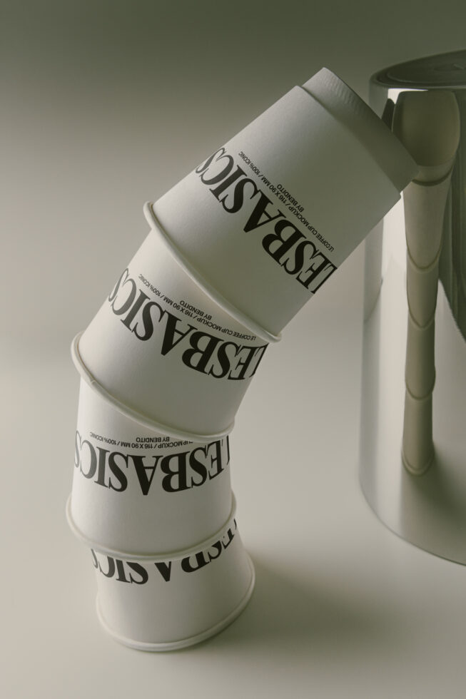 Stacked cosmetic jars with reversed serif typography on muted sage background