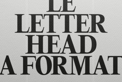 Serif typography showing "LE LETTER HEAD FORMAT" in bold black text on light textured background