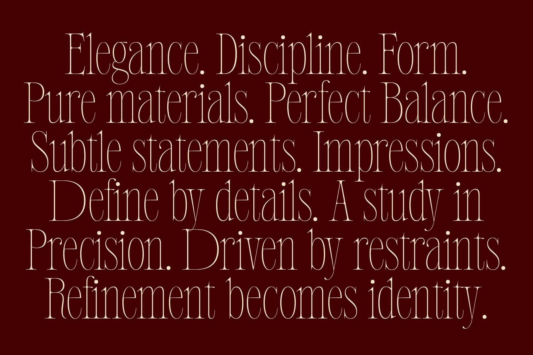 Elegant serif font in cream on deep burgundy background with refined typography sample