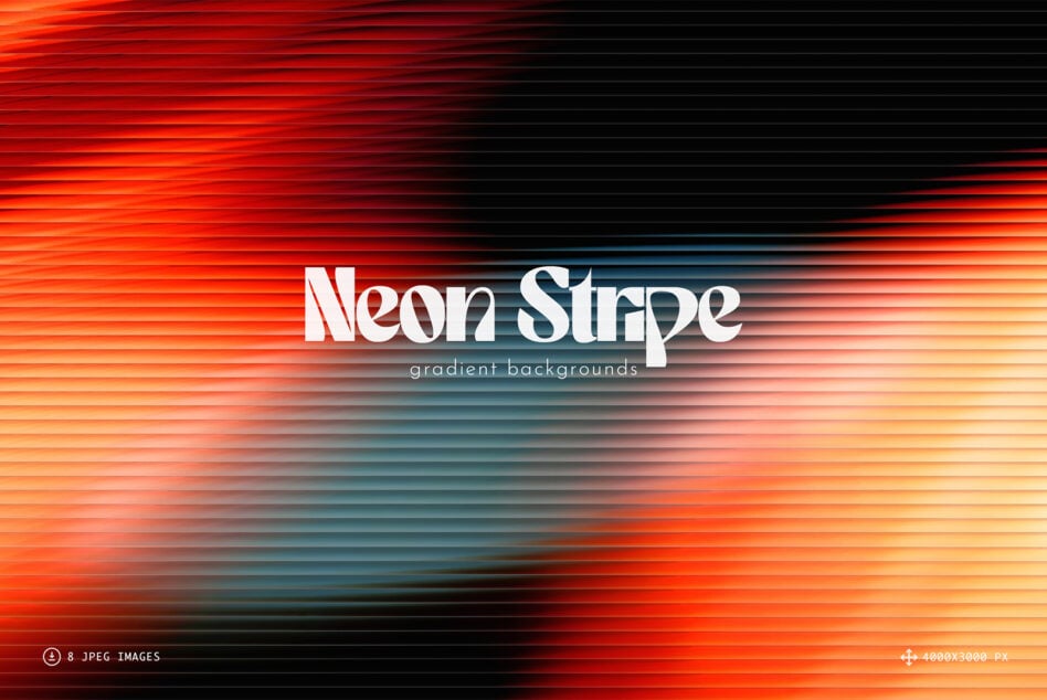 Neon Stripe gradient backgrounds with red orange fading to teal black striped texture