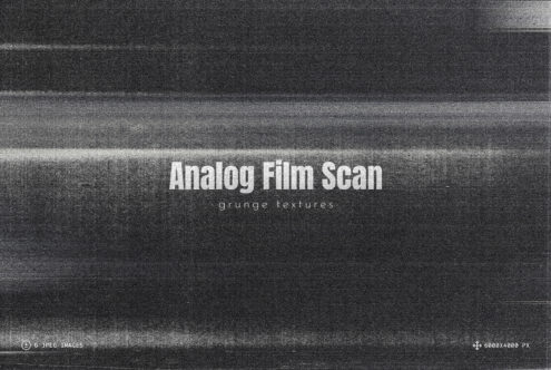Grainy film scan texture overlay with horizontal scan lines, moody gray tones, retro VHS vibes