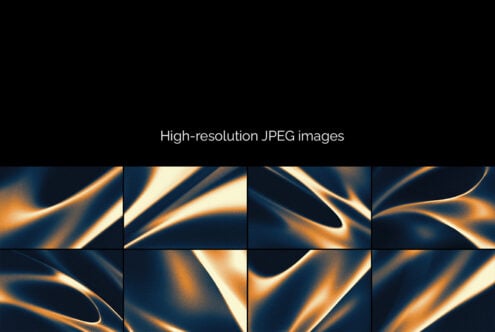 Smooth liquid gold waves flowing over dark blue background in 8 close-up shots